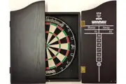 PRO STAR Micro Wire Dart board SET With Winmau Black Dart Cabinet + 2 x Sets Of Darts