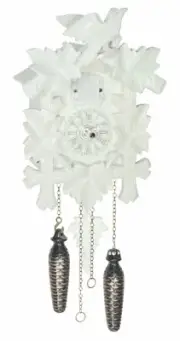 Quartz Cuckoo Clock 5 leaves, bird, with music TU 412 QM weiss NEW