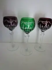 Set of 3 Fifth Avenue Wine Hocks with tags - Ruby, Emerald, Amethyst - New