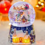 Christmas Music Box Snow Globe Gift, Musical Rotating Santa Claus Flying Over...