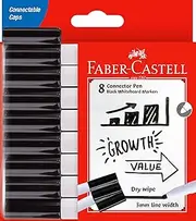 Faber-Castell Connector Whiteboard Marker, Black 8 Pack, (67-010073)