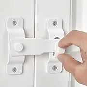 INIRET 2 Packs Barn Door Latches，4.33”x 3.23” Matte White Stainless Steel barn gate flip Door Latch Bi-fold Door Lock,Sliding Door Antique Lock Gate Latches Wine Cabinet Closet Door Latches