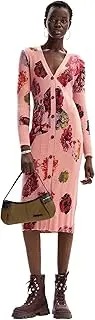 [Desigual] Women's V-Neck Long Sleeve Cardigan with Geometric and Floral Print