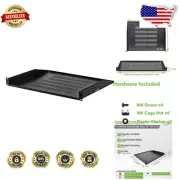 Compact 14-Inch Server Shelf Rack Mount - Alloy Steel with Slotted Venting