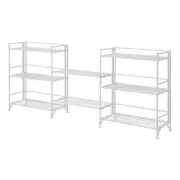 Pemberly Row Three-Tier Wide Folding Shelves w/Two Extensions in White Metal