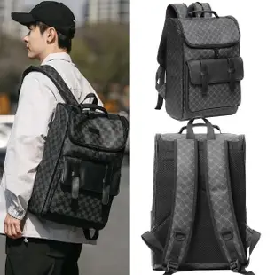 【MoonDy】格子包包 大學生後背包 雙肩包 後背包 書包 防水背包 黑色包包 復古包包 韓國包包 日系包包