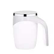 Automatic Stirring Coffee Mug, Stainless Steel Magnetic Rechargeable Electric Coffee Stirrer Mugs with Lid for Stir Office, Travel, Kitchen (White)