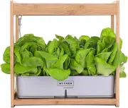 My Farm 12 Pod Indoor Hydroponic Growing System, with Bamboo Frame and LED Li...