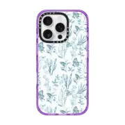 iPhone 16 Pro Impact Case Elegant pastel blue vintage butterfly floral