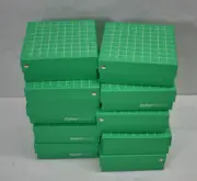 Lot of 10 Fisherbrand Hinged Cryo/Freezer Boxes Easy Sample Access Green