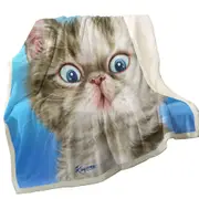 Cats Cute Faces Drawings Grey White Kitten Throw Blanket