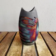 RAAQUU Koi 6.3 inch Handmade Ceramic Raku Vase - Pottery Gifts for Her, Boho,...