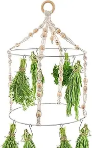 5 Hangers for Drying,Secured Dryer Hooks with Wooden Hanging | Boho Handcrafted Cotton Rope Chic Woven al Drier with Wooden Hanging for Hydroponic Plants Astray