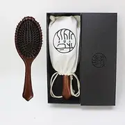 Paddle Hair Brush, Wooden Hair Brush, Hair Brush Set with Air Cushion, Spa Comb, Reduces Frizz, Massages Scalp, Comb for Women and Men, For Straight Curly Wavy Curly Wet and Dry Hair, Thick or Fine Hair (Elliptical)