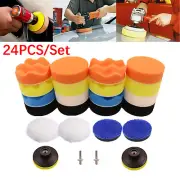 24pc 3" Car Buffing Pads Polishing Sponge Set Waxing Foam Polisher Kit for Drill