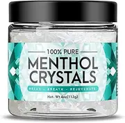 Three Drops of Life Menthol Crystals, Natural Mentha Arvensis, Aromatherapy for Shower Steamers, Humidifiers, Room Freshener or Addition for Cosmetics and Blends (4oz)