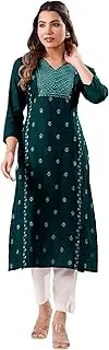 [Janasya] Indian Women's Kurta Kurta Top Tunic Rayon Embroidered Festive Wear Kurta for Women