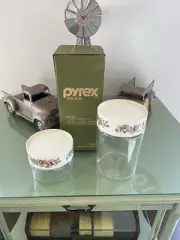 VINTAGE PYREX STACK N SEE, SPICE O LIFE, 4PC CANISTER SET, MODEL 7064-8 NOS