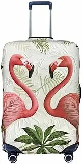 [CADREWY] Flamingos on white Print Travel Suitcase Cover Luggage Protector with Elastic Anti Scratch for Carry On, Black, Medium