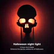 Skull Night Lamp Plug Into Wall Resin Skeleton Night Light for Halloween MG