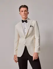 Hawes & Curtis White Wool Tailored Fit Tuxedo Jacket | 1913 Collection Size: 40 (EU 50)