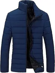 [JEShifangjiusu] Men's Full Zip Down Jacket Lightweight Waterproof Quilted Outerwear Winter Slim Fit Warm Coat
