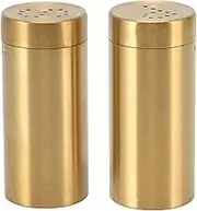 2Pcs Gold Seasoning Jar, Stainless Steel Salt Shaker Screw Open Top Seasoning Shaker Bottle with Rustproof Screw Open Top for Salt Sugar Paprika