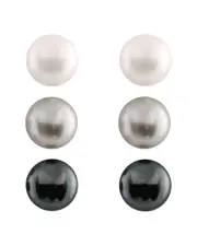 Splendid Pearls Plated 7-8mm Pearl Set of 3 Studs