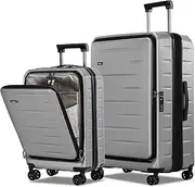 [CENSIEN] Luggage Sets 2 Pieces, 20 Inch Carry On Luggage and Expandable 28 Inch Checked Luggage with Spinner Wheels, Lightweight ABS+PC Hard Shell Suitcase with Front Opening, TSA Lock (Grey, 20/28)