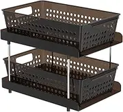 bigjvbfv Under Sink Cabinet Organizer Space Saving Versatile Pull Out Cabinet Organizer Solid Metal Sink Storage Shelves Easy to Install Slide Out Under Organizers for Bathroom(black,double-deck)