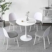 HOLGVE Dining Table and Chair Set, Office Reception Room Club Table and Chair Set Combination, Small Conference Negotiation Table and Chair Set(Gray,31.4in/80cm)
