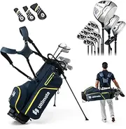 ULTIMATE Men's Complete Golf Clubs Set w/Golf Stand Bag, 460CC #1 Driver, #3 Fairway, Hybrid, #5#6#7#8#9#P #S Irons, Putter, Headcovers & Rain Hood, Golf Clubs for Men - Right Handed