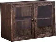 Retro Countertop Cabinet Wooden Cosmetics Dustproof Storage Cabinets Tea Set Storage Display Case Bookcase Suitable for Kitchen Dining Office Bathroom