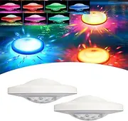 2PCS Floating Pool Lights RGB Swimming Pool Lights Float with RGB Color Changing LED Pool Lights IP67 Waterproof Pool Light Float for Party Decoration, No Need Electric Wire