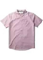 VISSLA Men's S/S Button Up Shirt BREAKERS STRIPE ECO - Dusty Rose - Medium - NWT