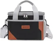 Insulated Lunch Bag for Men, Thermal Lunch Box for Women Cool Bag, Reusable Leakproof Lunch Tote Bag with Adjustable Shoulder Strap for Adult for Work/Picnic/Beach (Black, Medium)
