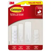 10 Pack 3M Command Adhesive Hooks Basic Mixed Value Pack - White
