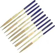 uxcell 10pcs Mini Diamond Needle File Set 150 Grits Small Metal Files Round Flat Triangular Square File Hand Tools for Glass Wood Stone