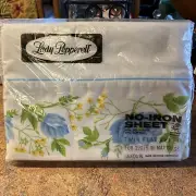 Vintage Lady Pepperell Sheet Twin Flat Devonshire Rose Blue Roses Border NOS