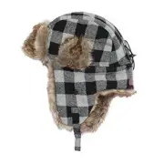 Built Men’s Wool Blend Trapper Hat with Faux Fur Ear Medium-Large Gray Buffalo