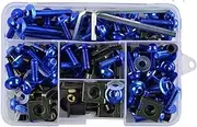 PHGTHNVNMA 177PCS/Set CNC Alloy M6 M5 Fairing Bolts Kit Bodywork Screws Nut Fit for Motorcycle 6 Colors Automotive Nuts and Bolts(Blue)