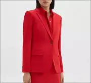 $495 NWT THEORY Staple Blazer Jacket Geranium Red Crepe Sz 14