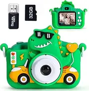 Pllieay Children's Digital Camera for Children with 32 GB Card, 1080P HD, 5 Games, Dual Lens, Children's Camera, Children's Toy from 3 Years Children