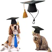 Lopsity Pet Graduation Hat Dog Cat Pet Costumes Pet Doctor Cap with Yellow Tassel Graduation Cap Pet Grad Hat for Dogs Cats Costume Funny Headwear for Party Cosplay (Black)