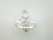 9 x 6 mm Pear Shape Half Vee Shank Ring Setting Sterling Silver