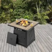Nuu Garden Fire Pit Table 50,000-BTU Ceramic Tabletop Metal Frame W/ Cover Black