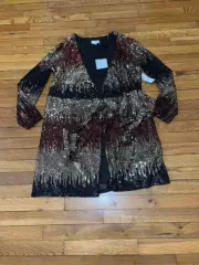 Premier Amour Womens Sequined Jacket Size 14 Gold Black Red Party NWT $99