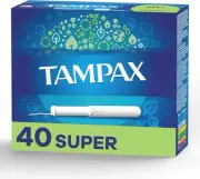 Tampax Cardboard Tampons Super Absorbency, Anti-Slip Grip, LeakGuard Skirt, Unsc