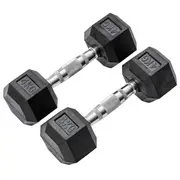 METEOR 4kg Rubber Hex Dumbbells, Hex Dumbbells, Fixed Weight Dumbbells, Gym Weights, Dumbbell Weights (1 Pair)