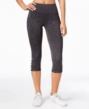 Ideology Womens Space-dyed Cropped Cutout Leggings Size 2XL Color Noir Space Dye